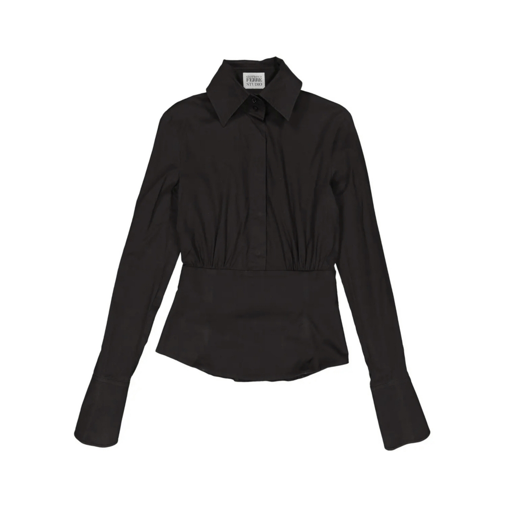 Gianfranco Ferre Button Down Corset Chemise Blouse in Black